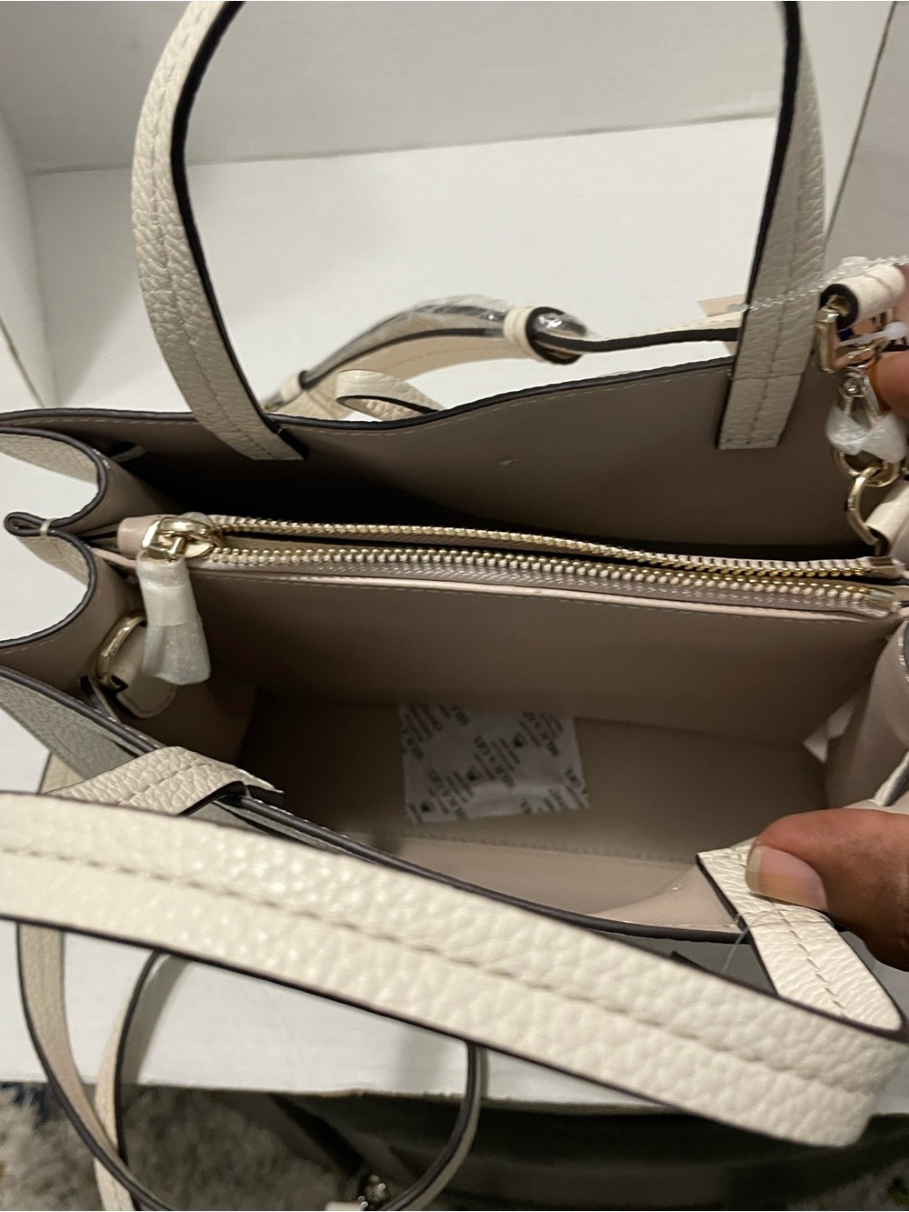 kate spade Cream Pebbled Leather Satchel with Tassel - Picture 5 of 7